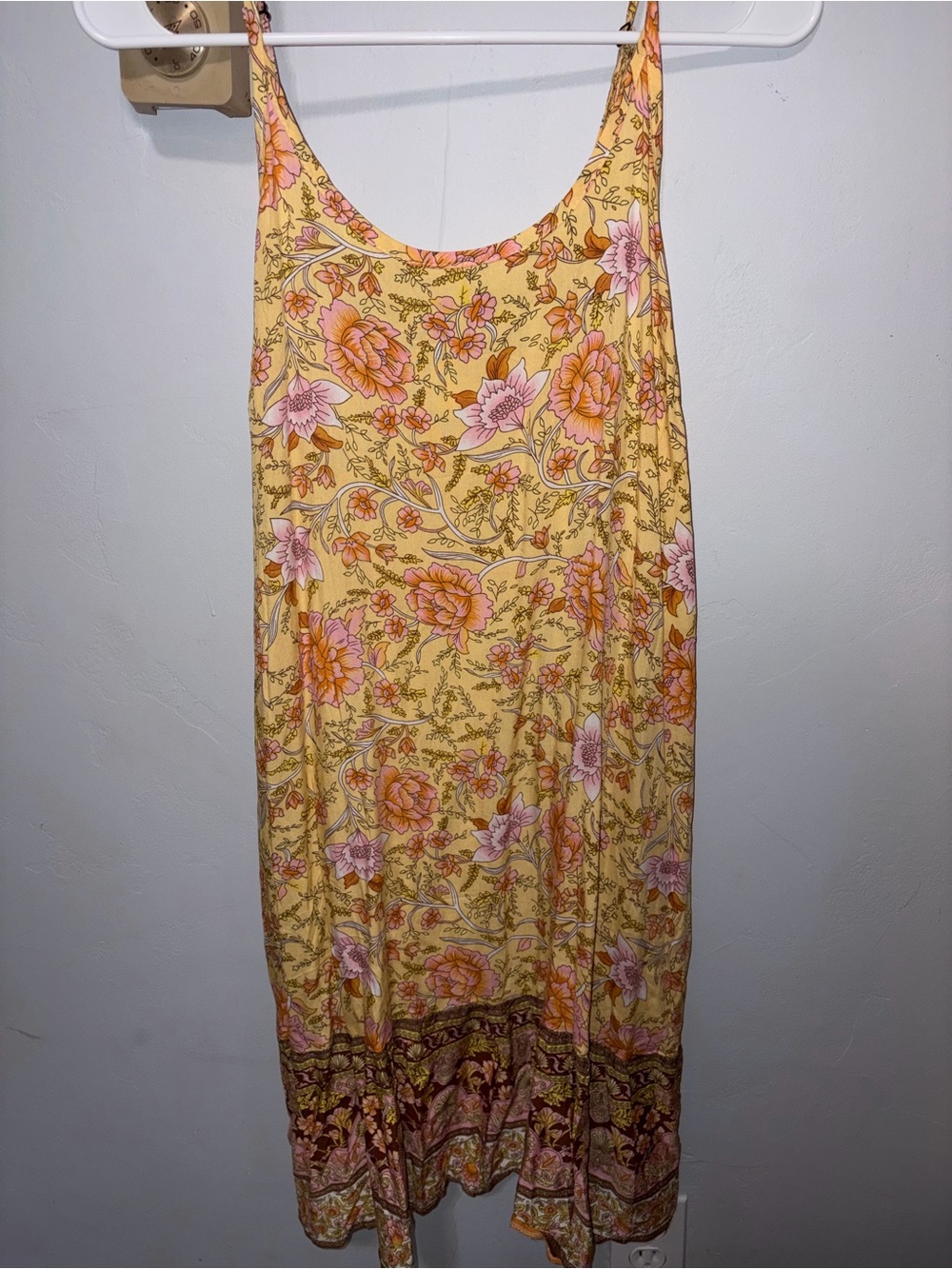 Sunshine Floral Midi Slip Dress in Yellow with Pink Accents